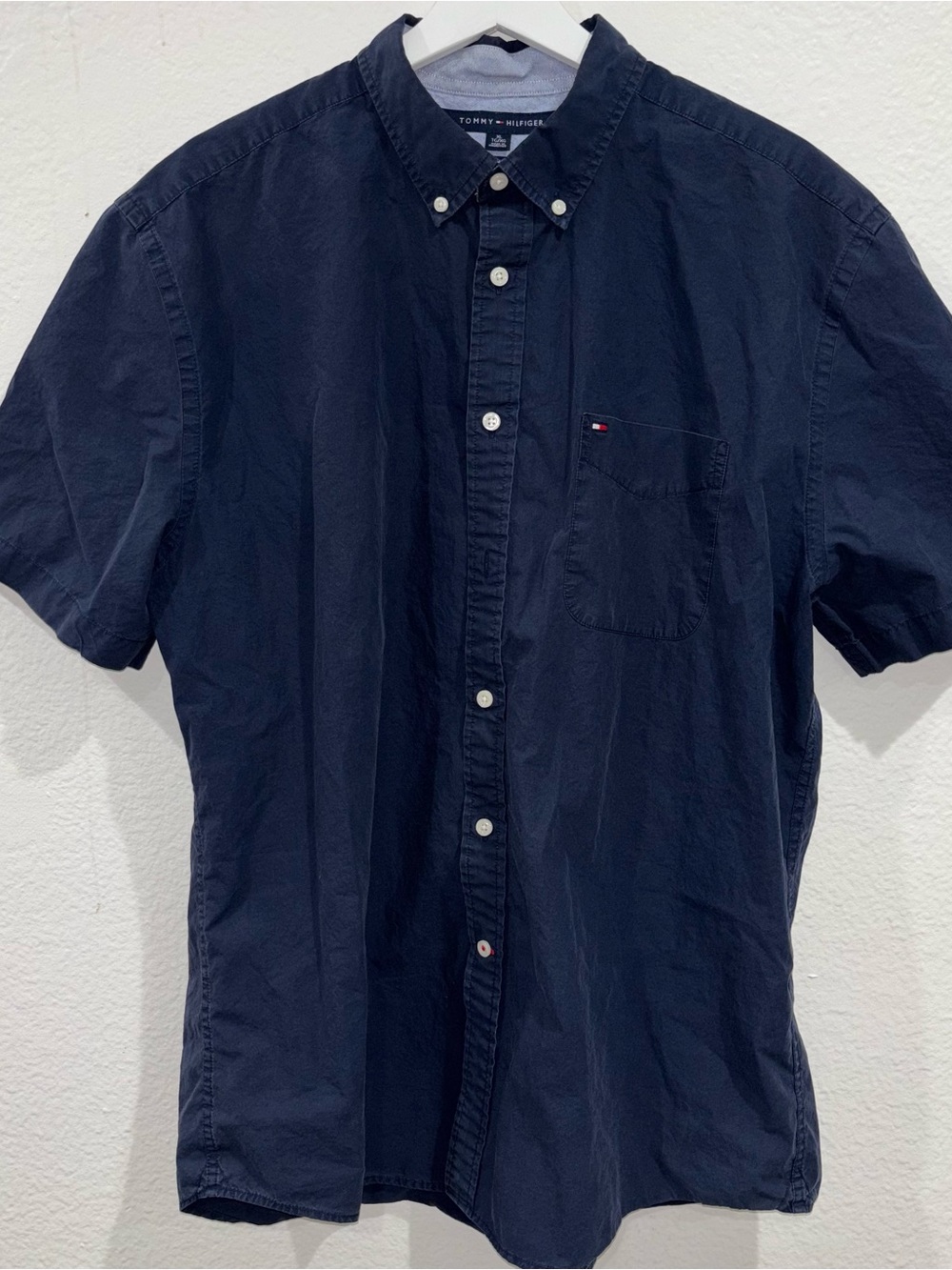 Tommy Hilfiger Shirt Short Sleeve Classic Fit Dark Blue size XL